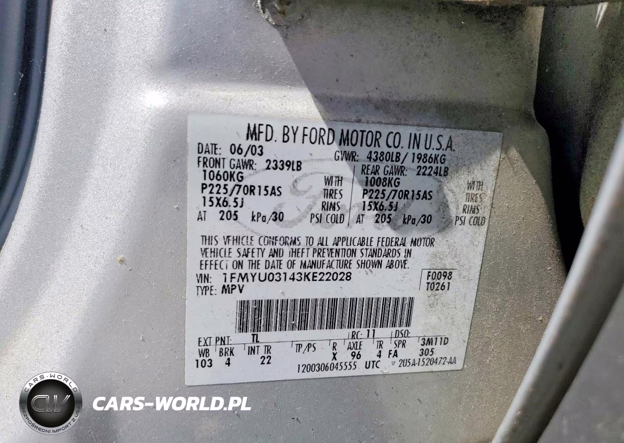 2003 Ford Escape VIN:1FMYU03143KE22028 - 13
