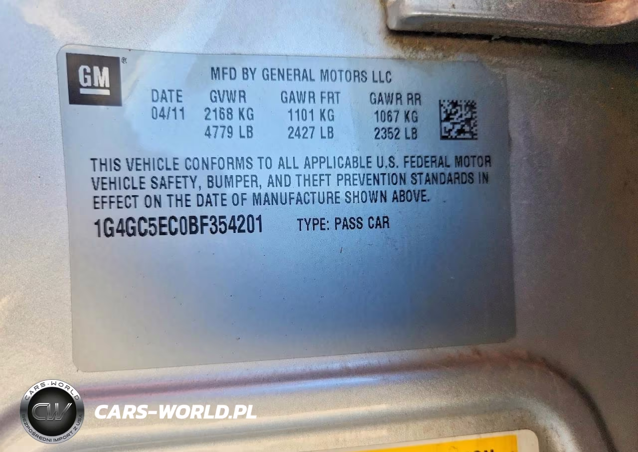 2011 Buick Lacrosse Cxl VIN:1G4GC5EC0BF354201 - 12