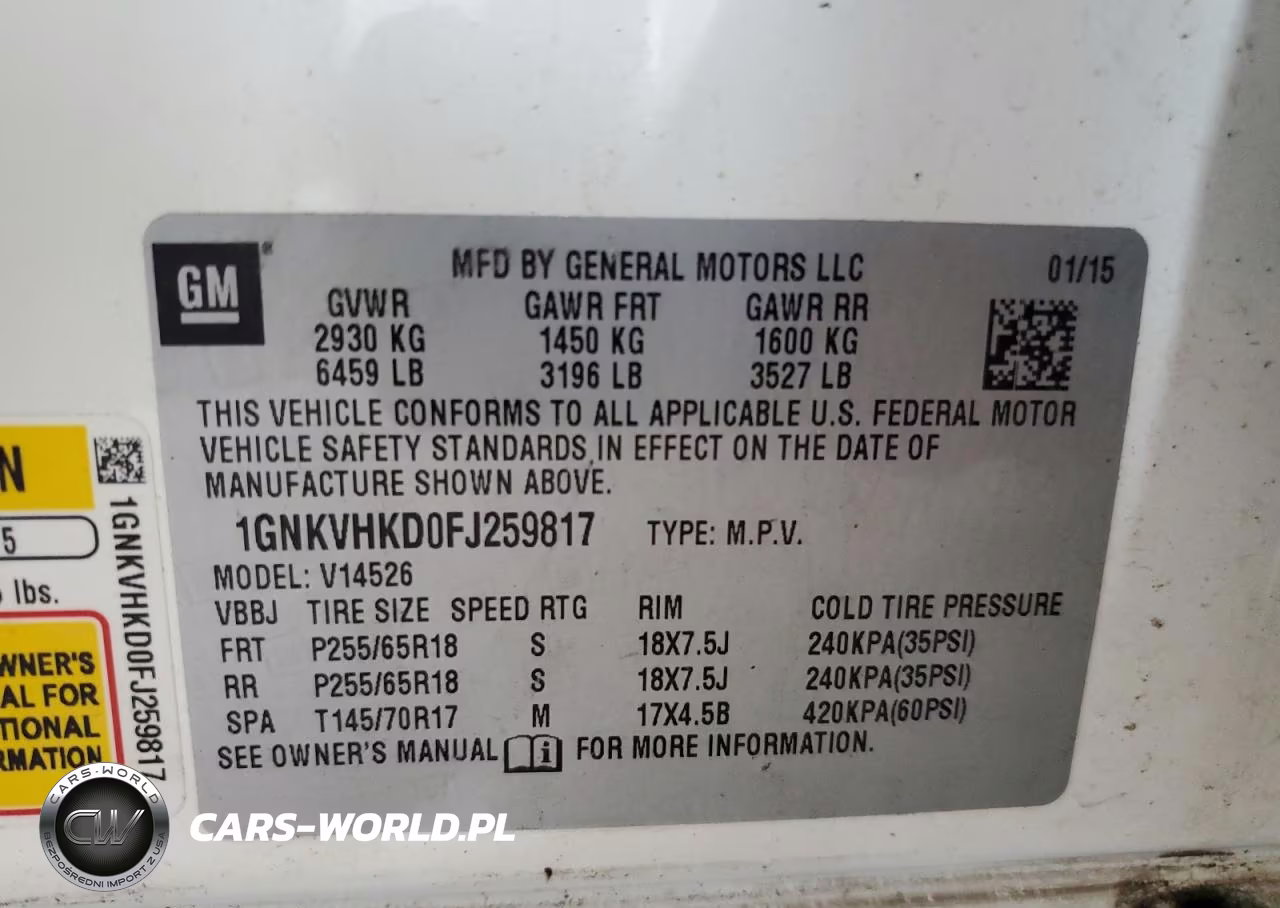 2015 Chevrolet Traverse Lt VIN:1GNKVHKD0FJ259817 - 12