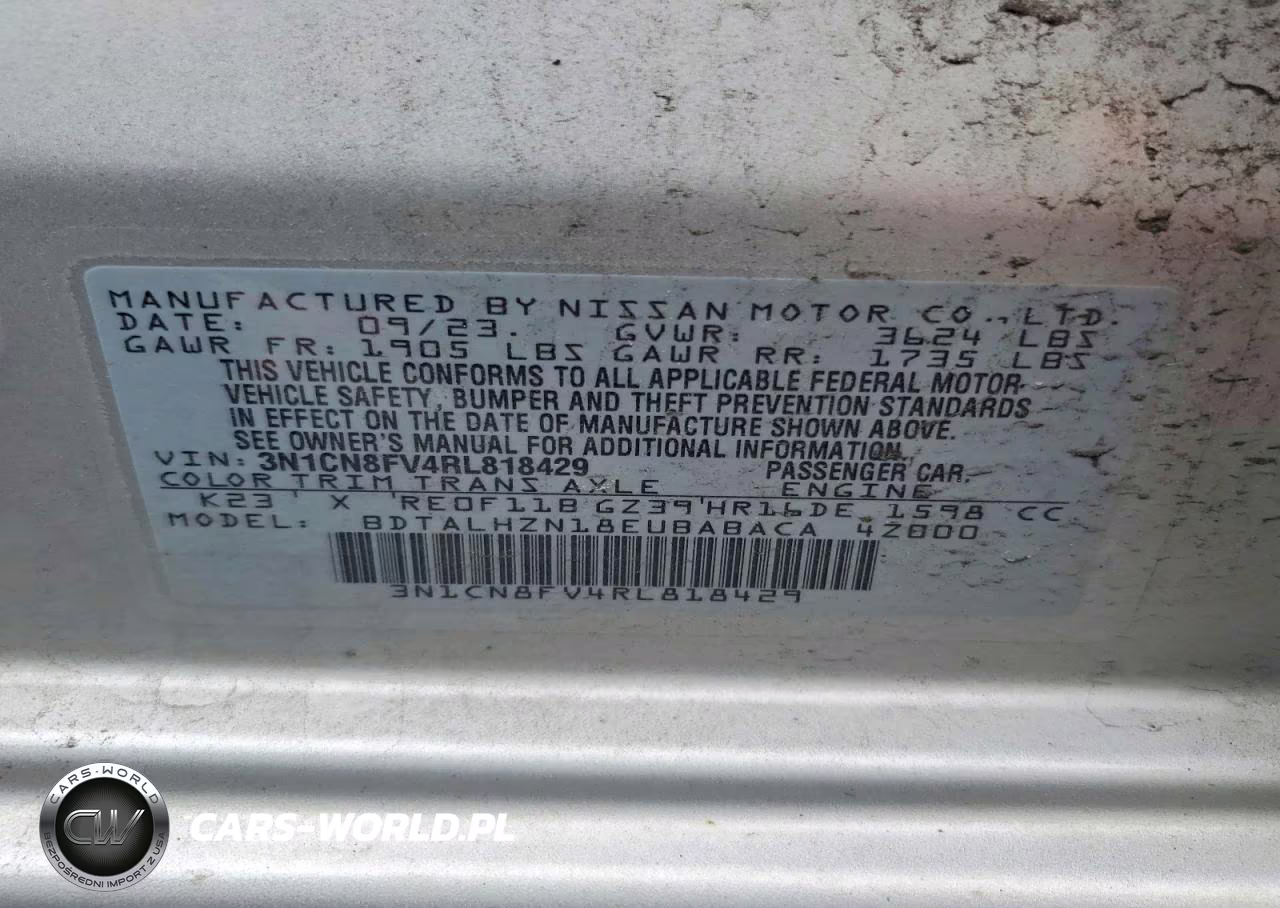 2024 Nissan Versa Sr VIN:3N1CN8FV4RL818429 - 13