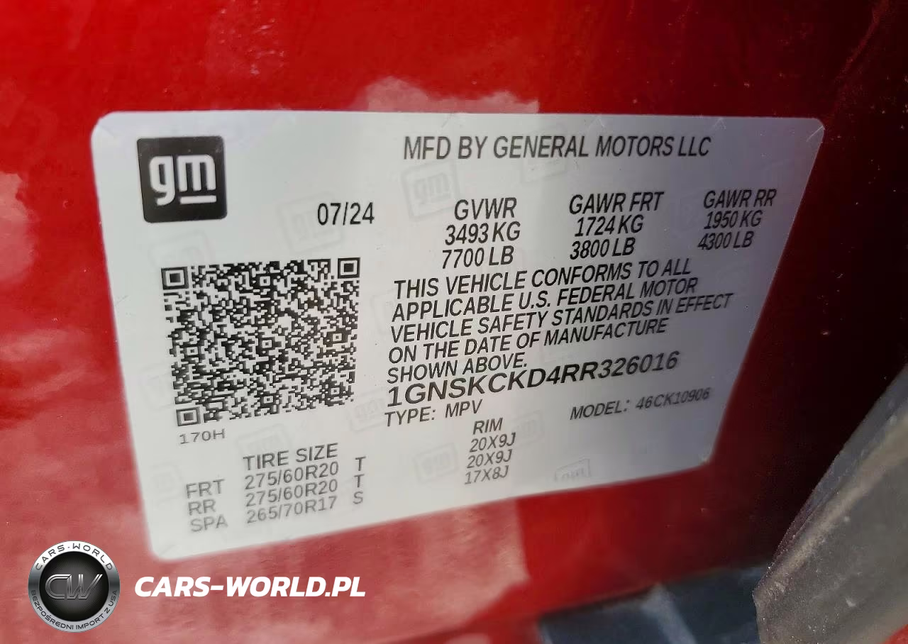 2024 Chevrolet Suburban K1500 Lt VIN:1GNSKCKD4RR326016 - 13