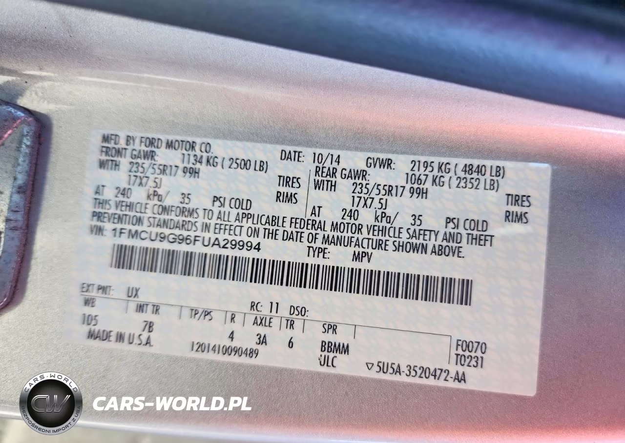 2015 Ford Escape Se VIN:1FMCU9G96FUA29994 - 13