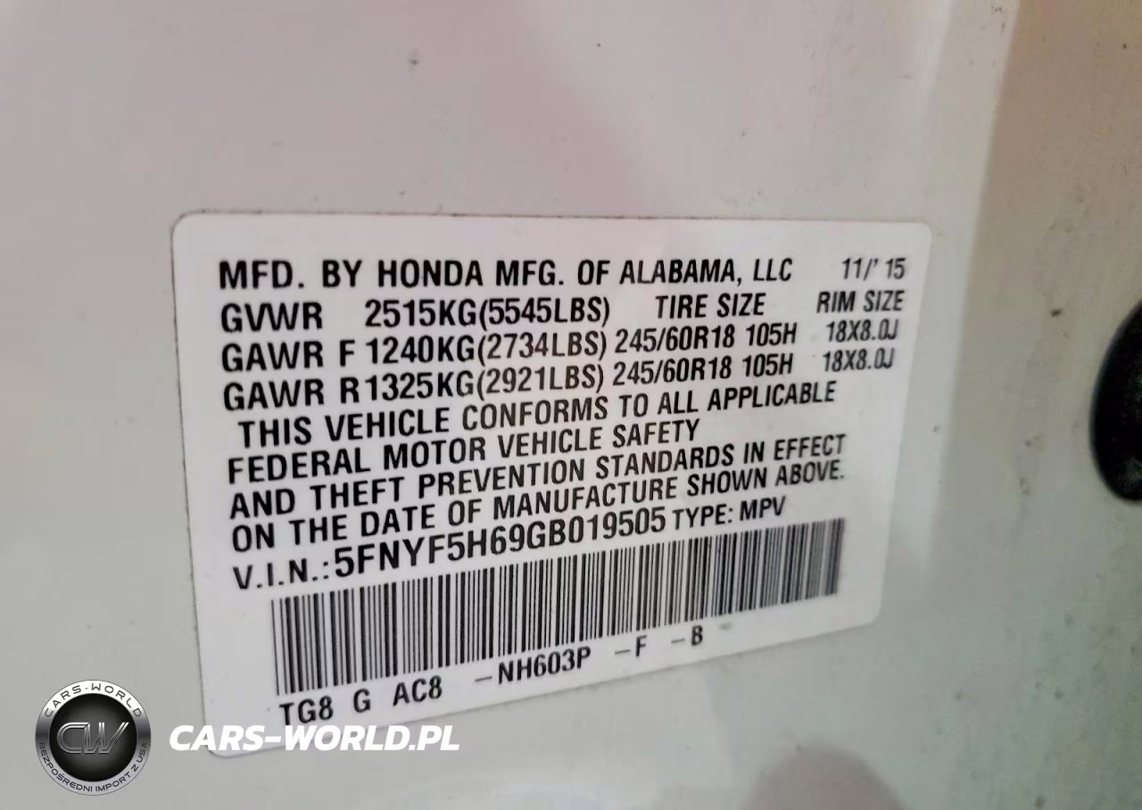 2016 Honda Pilot Exl VIN:5FNYF5H69GB019505 - 13
