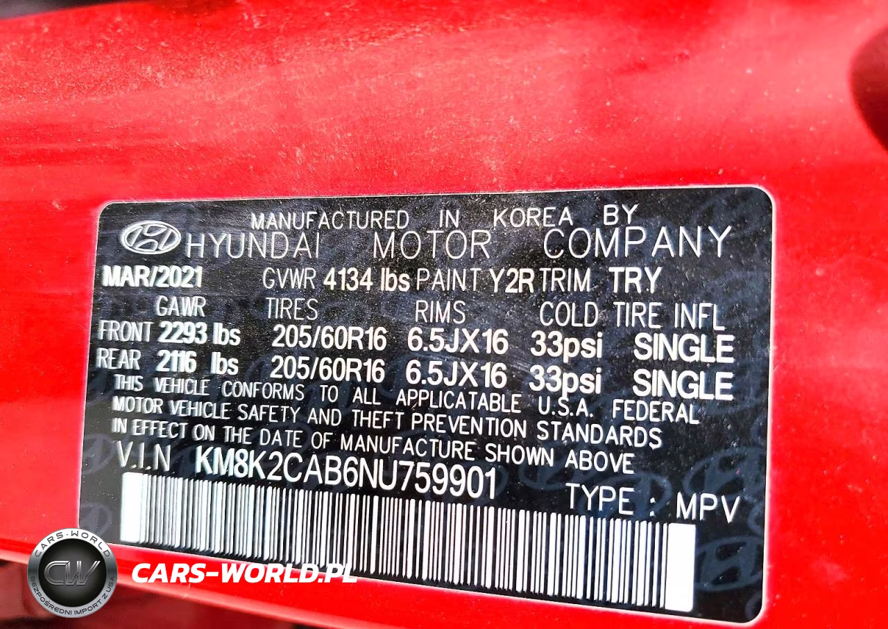 2022 Hyundai Kona Se VIN:KM8K2CAB6NU759901 - 13