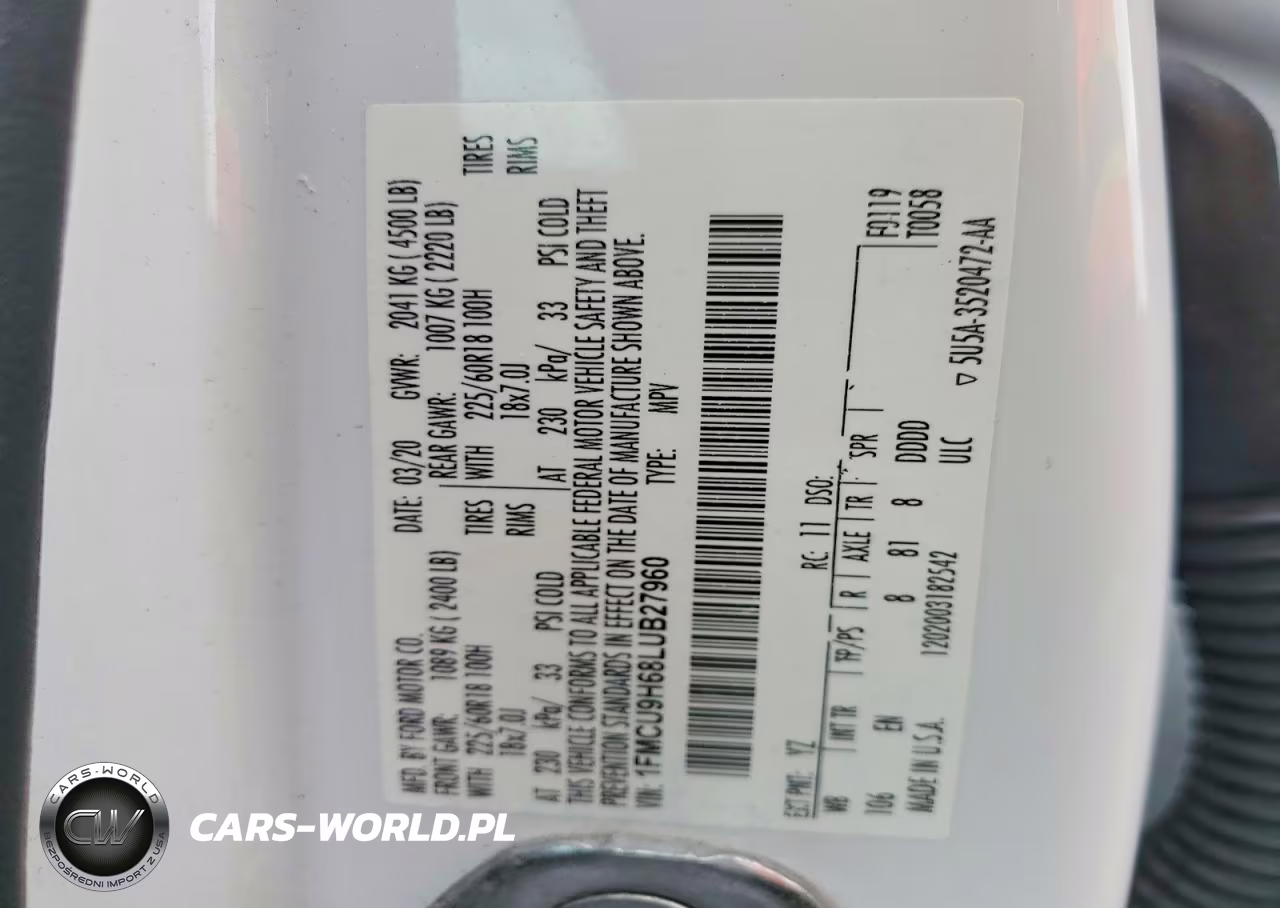 2020 Ford Escape Sel VIN:1FMCU9H68LUB27960 - 13