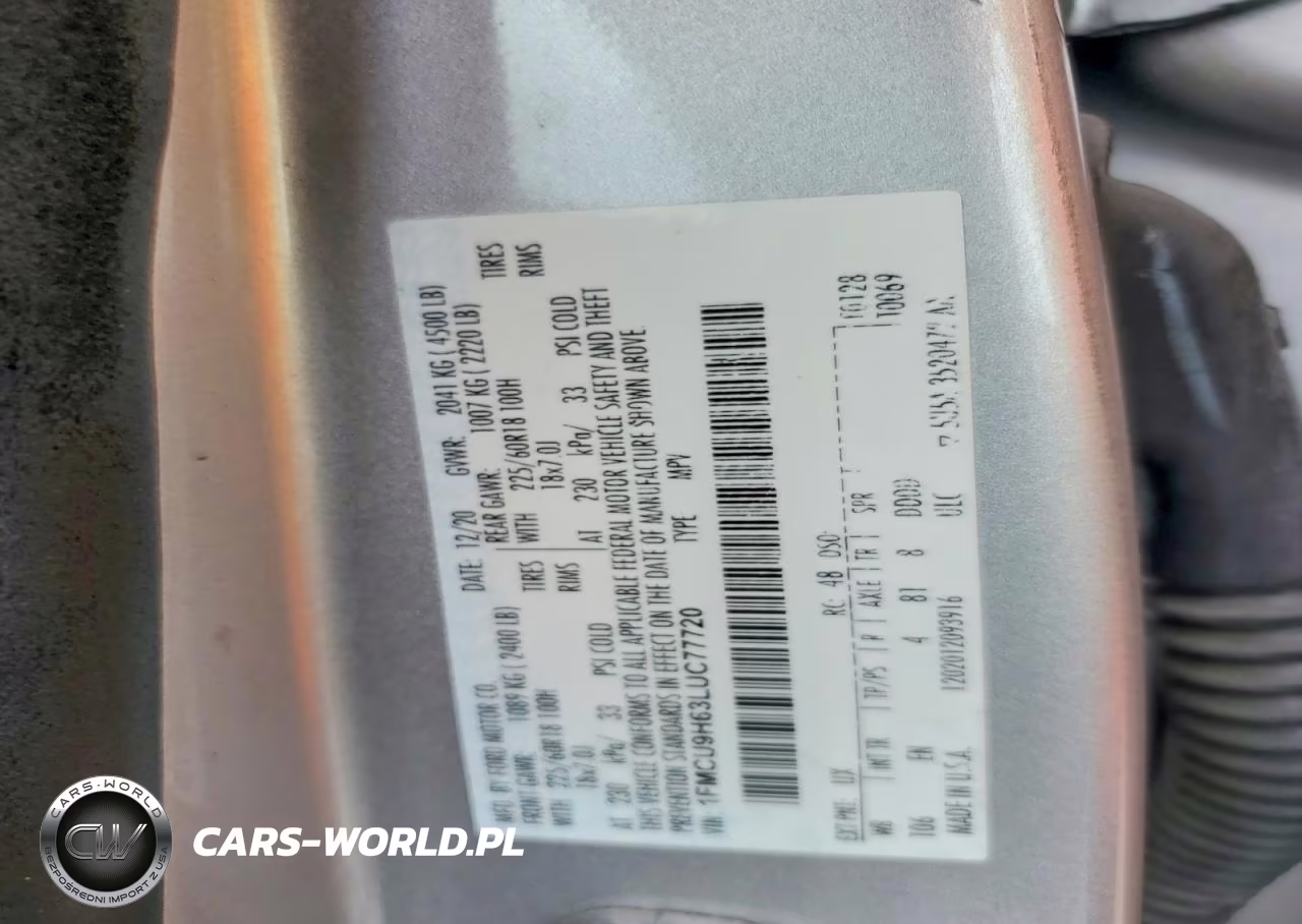 2020 Ford Escape Sel VIN:1FMCU9H63LUC77720 - 13