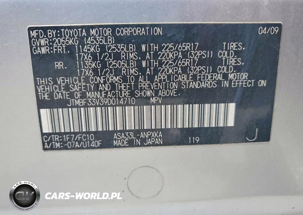 2009 Toyota Rav4 Base VIN:JTMBF33V39D014710 - 12