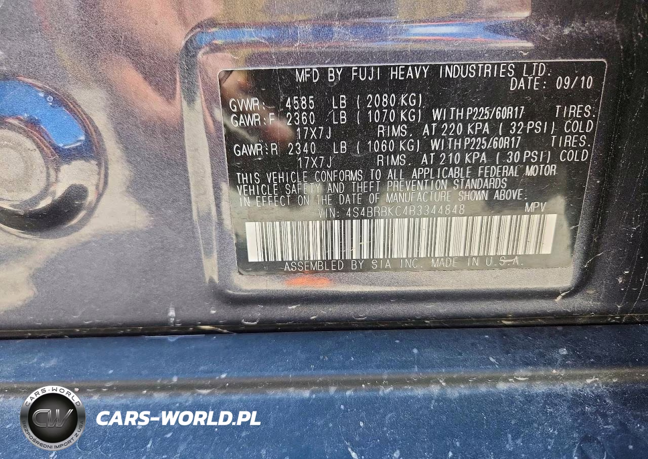 2011 Subaru Outback 2.5I Limited VIN:4S4BRBKC4B3344848 - 13