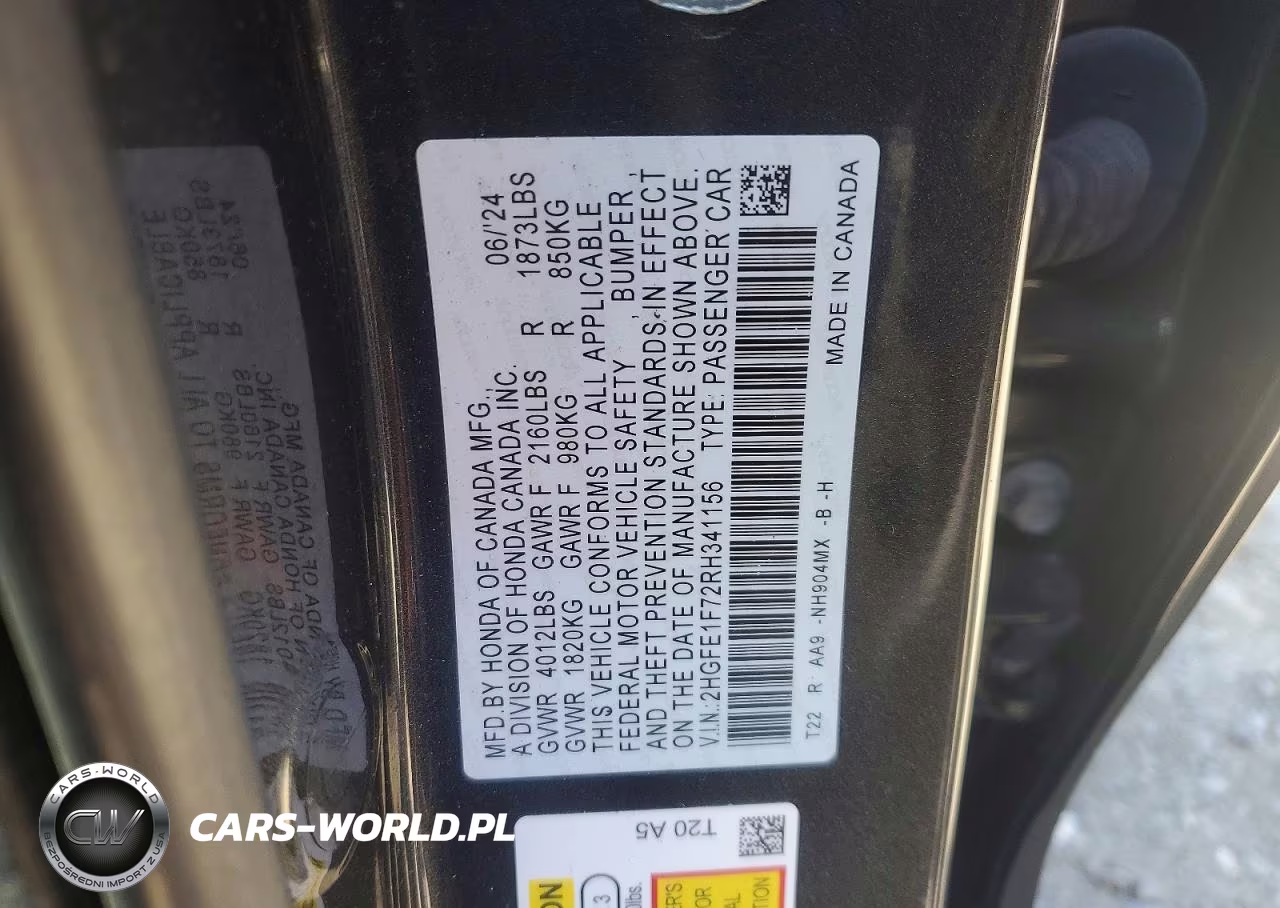 2024 Honda Civic Ex VIN:2HGFE1F72RH341156 - 12