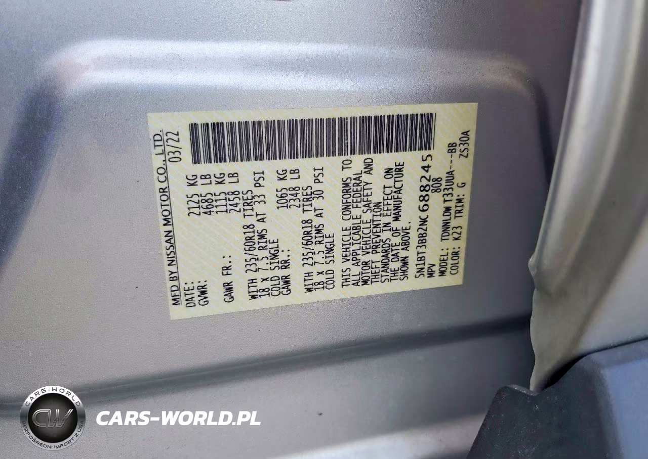 2022 Nissan Rogue Sv VIN:5N1BT3BB2NC688245 - 12