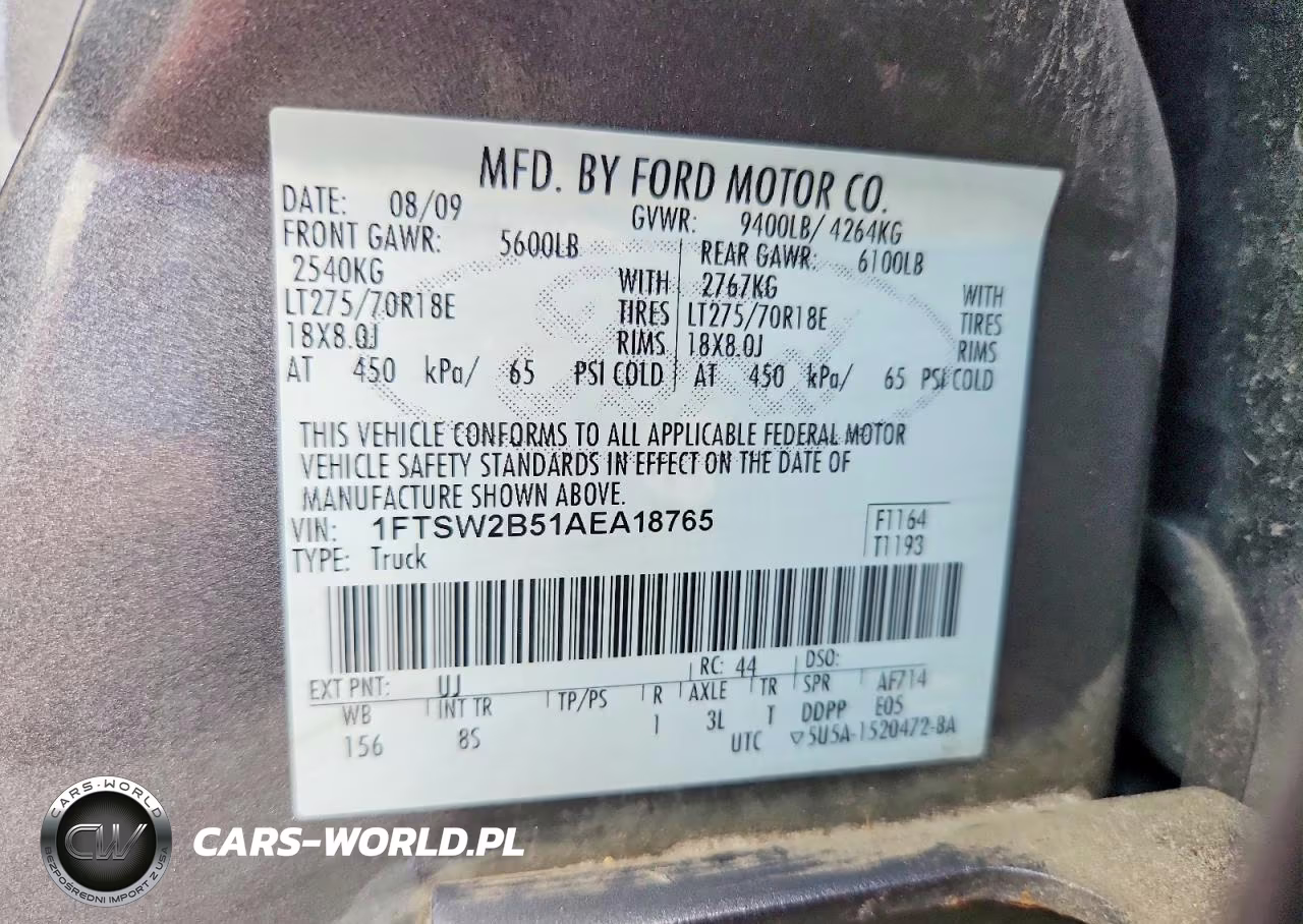 2010 Ford F250 Super Duty VIN:1FTSW2B51AEA18765 - 13