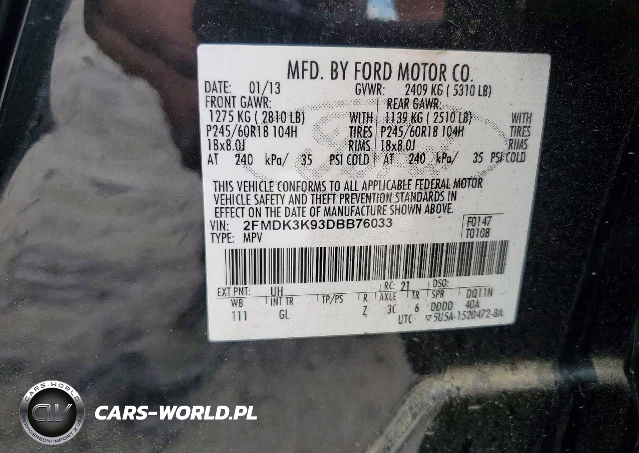 2013 Ford Edge Limited VIN:2FMDK3K93DBB76033 - 13