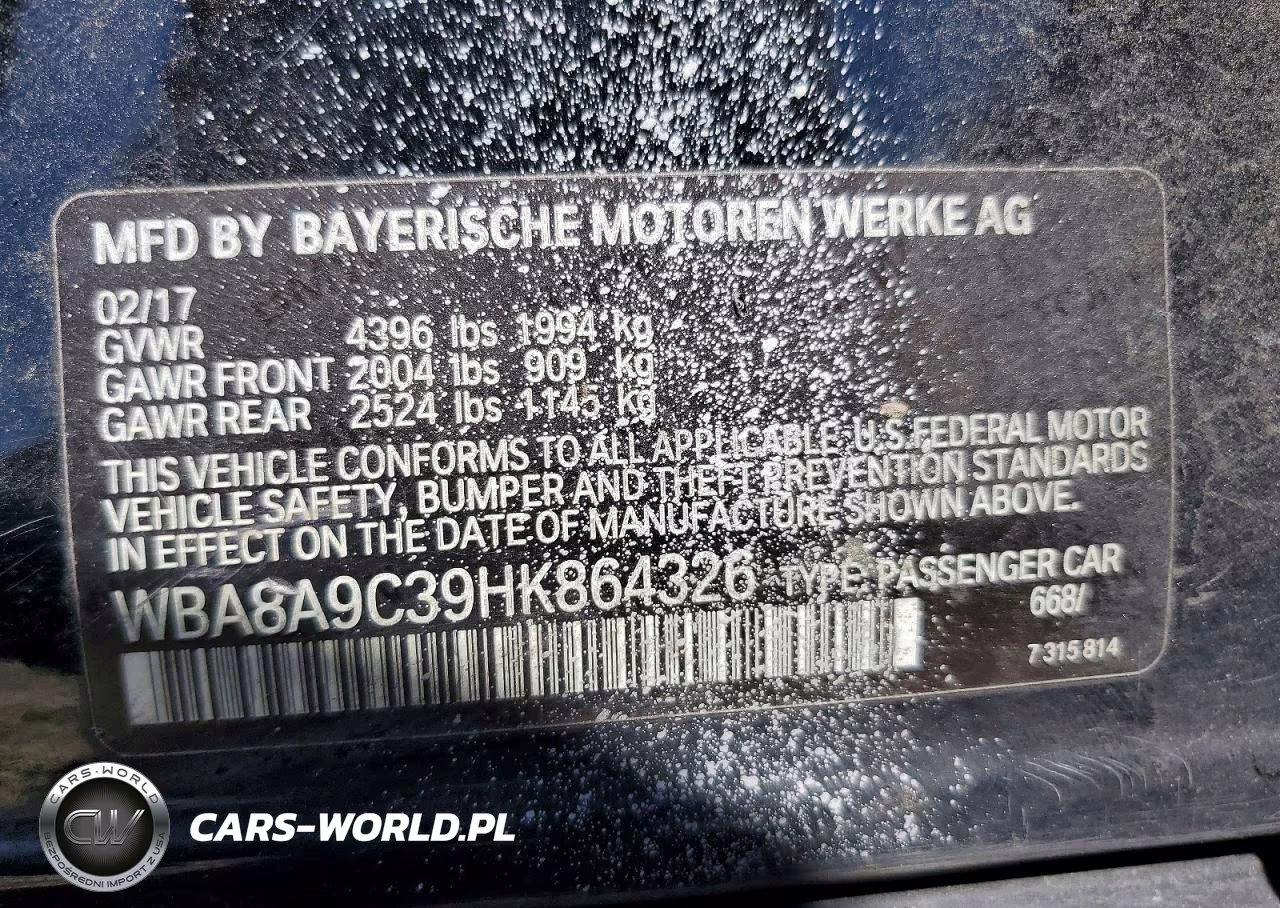 2017 BMW 320 I VIN:WBA8A9C39HK864326 - 12