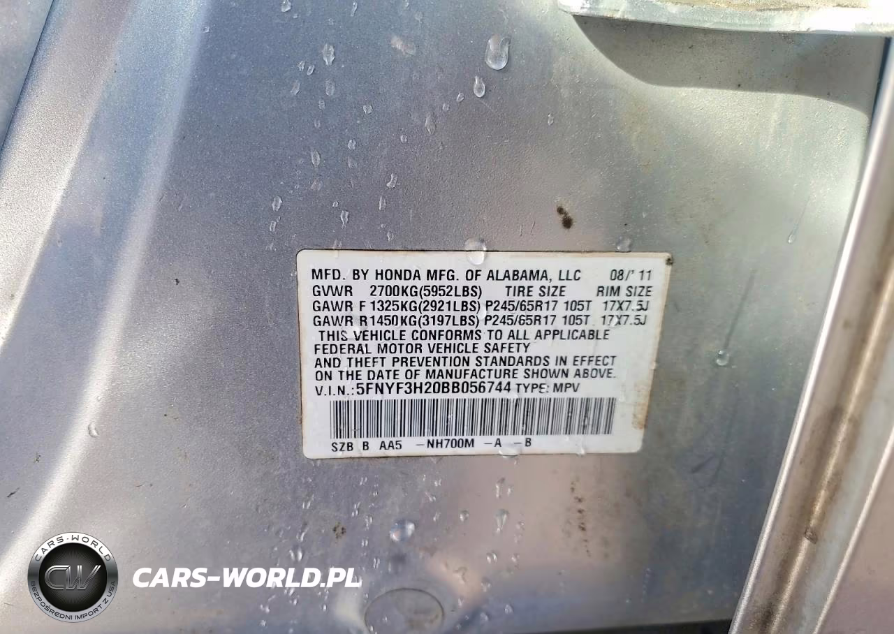 2011 Honda Pilot Lx VIN:5FNYF3H20BB056744 - 13