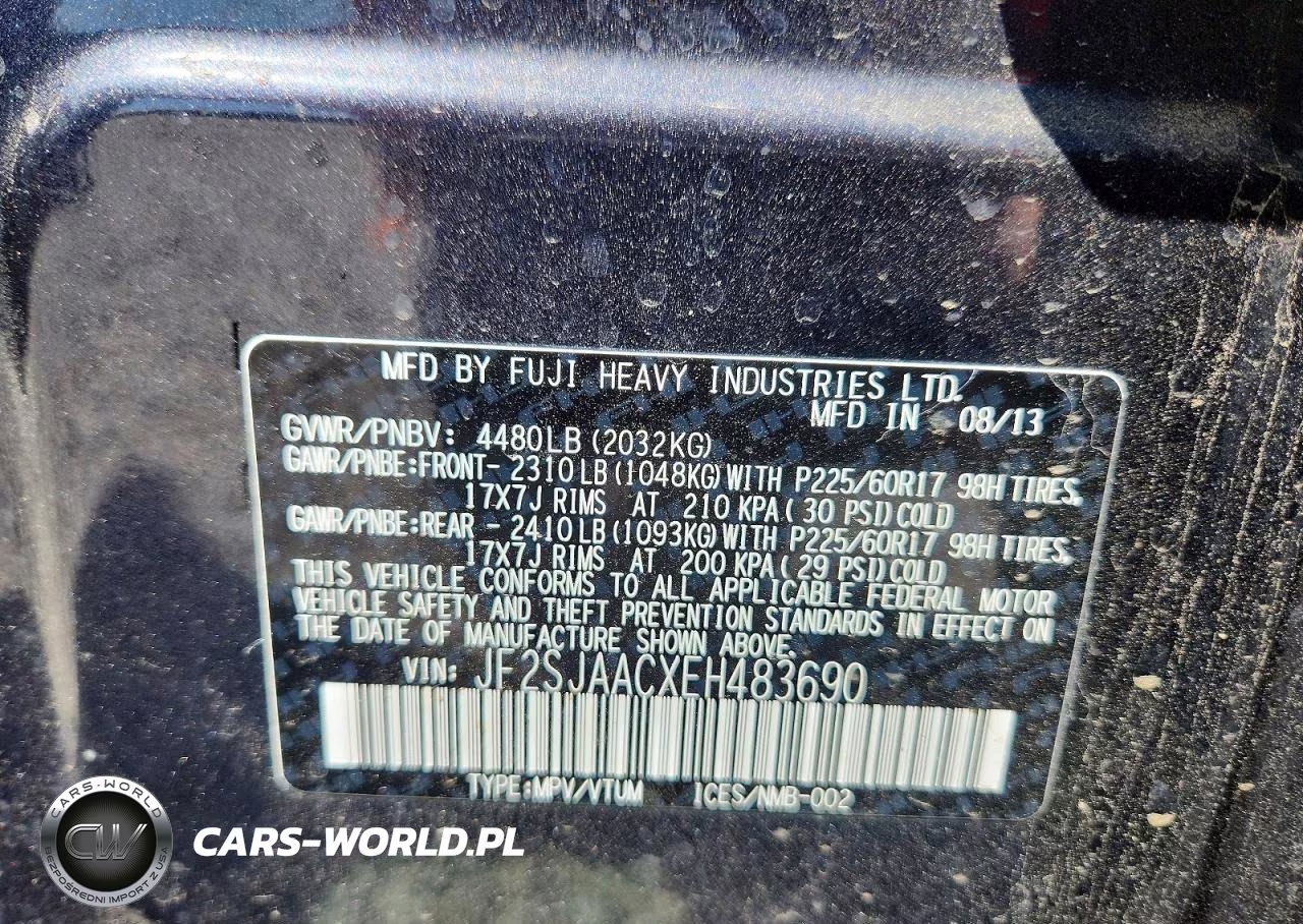 2014 Subaru Forester 2.5I VIN:JF2SJAACXEH483690 - 13