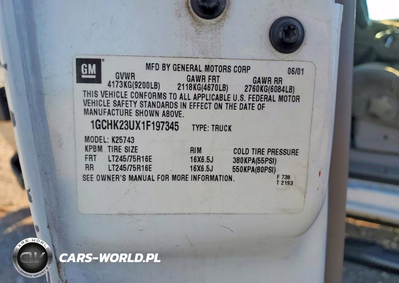 2001 Chevrolet Silverado K2500 Heavy Duty VIN:1GCHK23UX1F197345 - 12