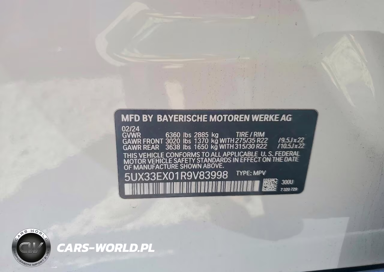 2024 BMW X6 xDrive40I VIN:5UX33EX01R9V83998 - 14