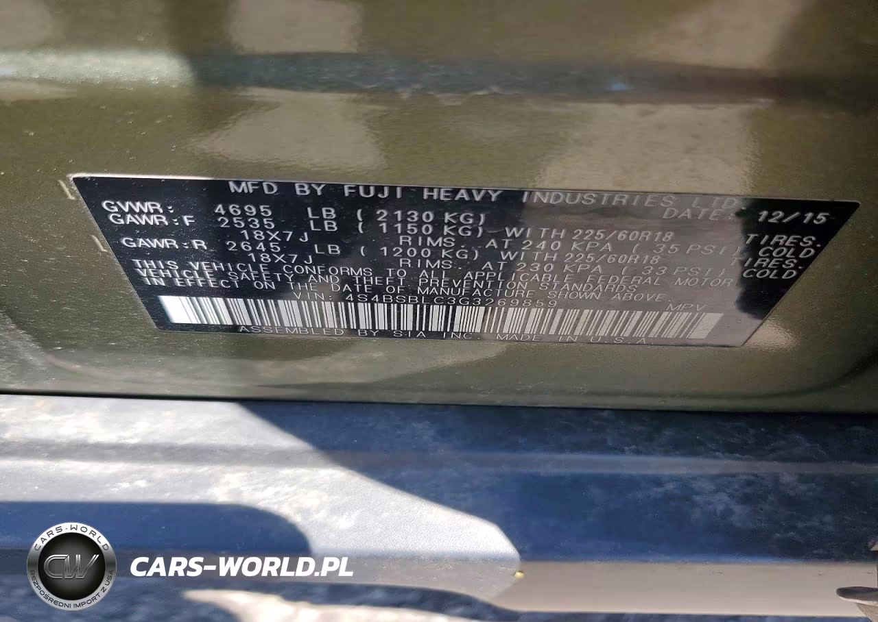 2016 Subaru Outback 2.5I Limited VIN:4S4BSBLC3G3269859 - 13