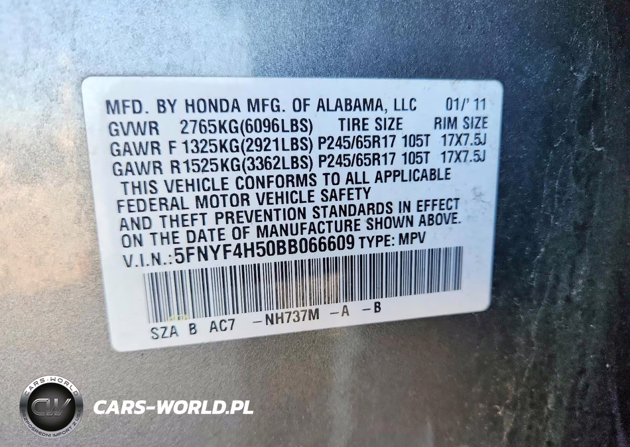 2011 Honda Pilot Exl VIN:5FNYF4H50BB066609 - 13