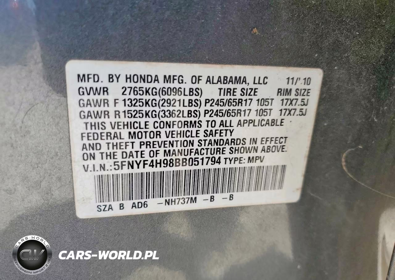 2011 Honda Pilot Touring VIN:5FNYF4H98BB051794 - 13