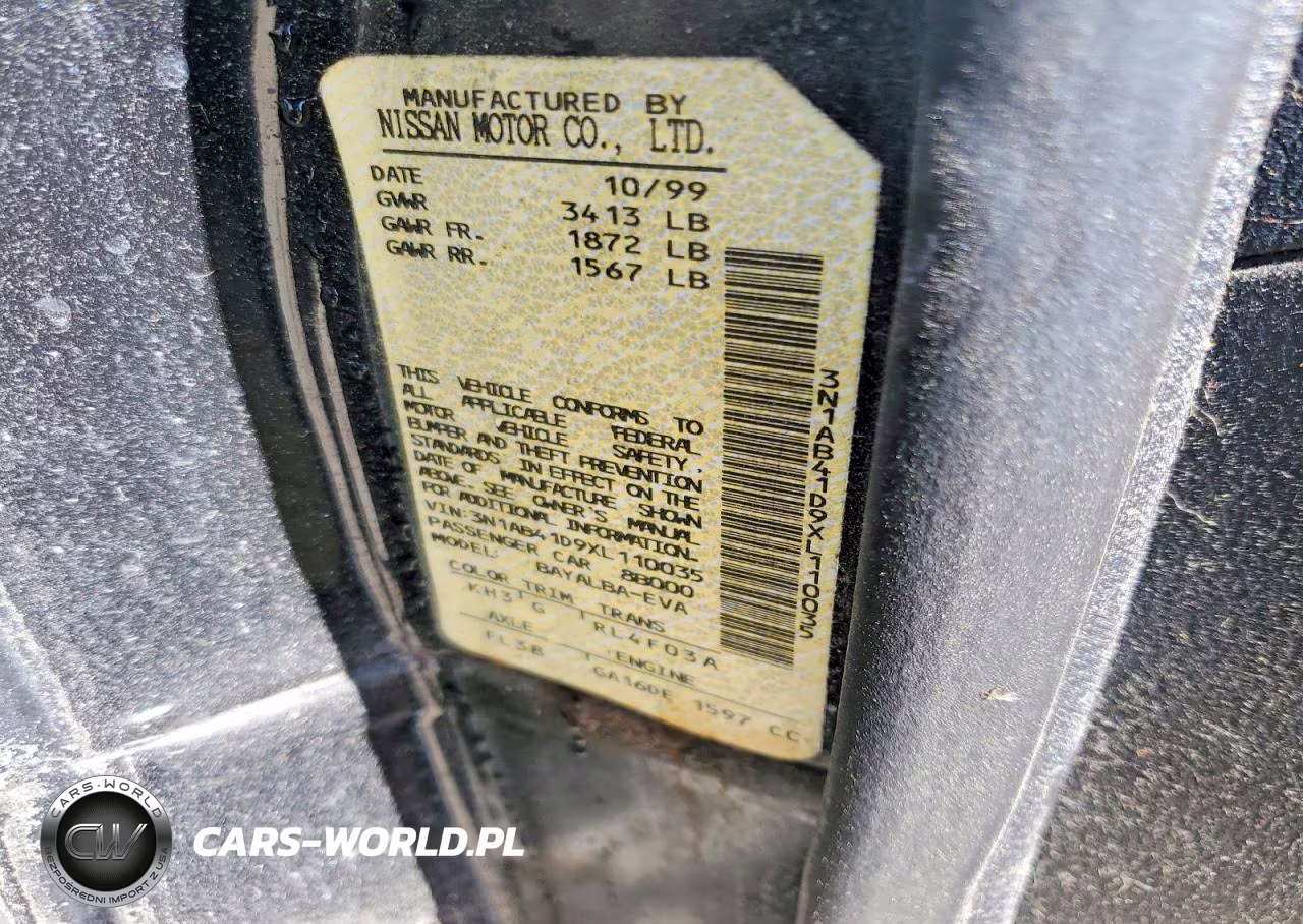 1999 Nissan Sentra Xe VIN:3N1AB41D9XL110035 - 12