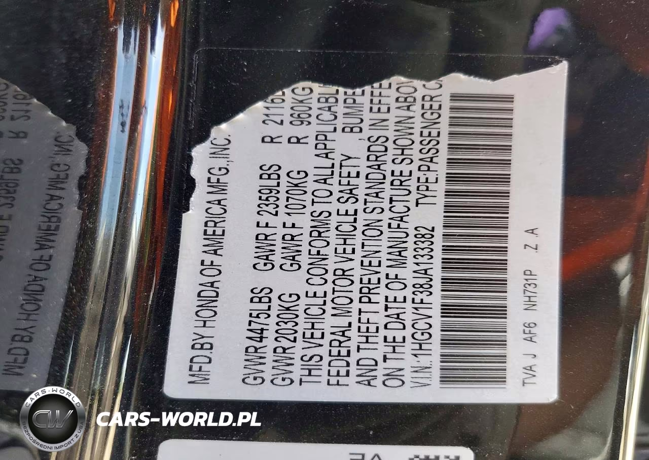 2018 Honda Accord Sport VIN:1HGCV1F38JA133382 - 12