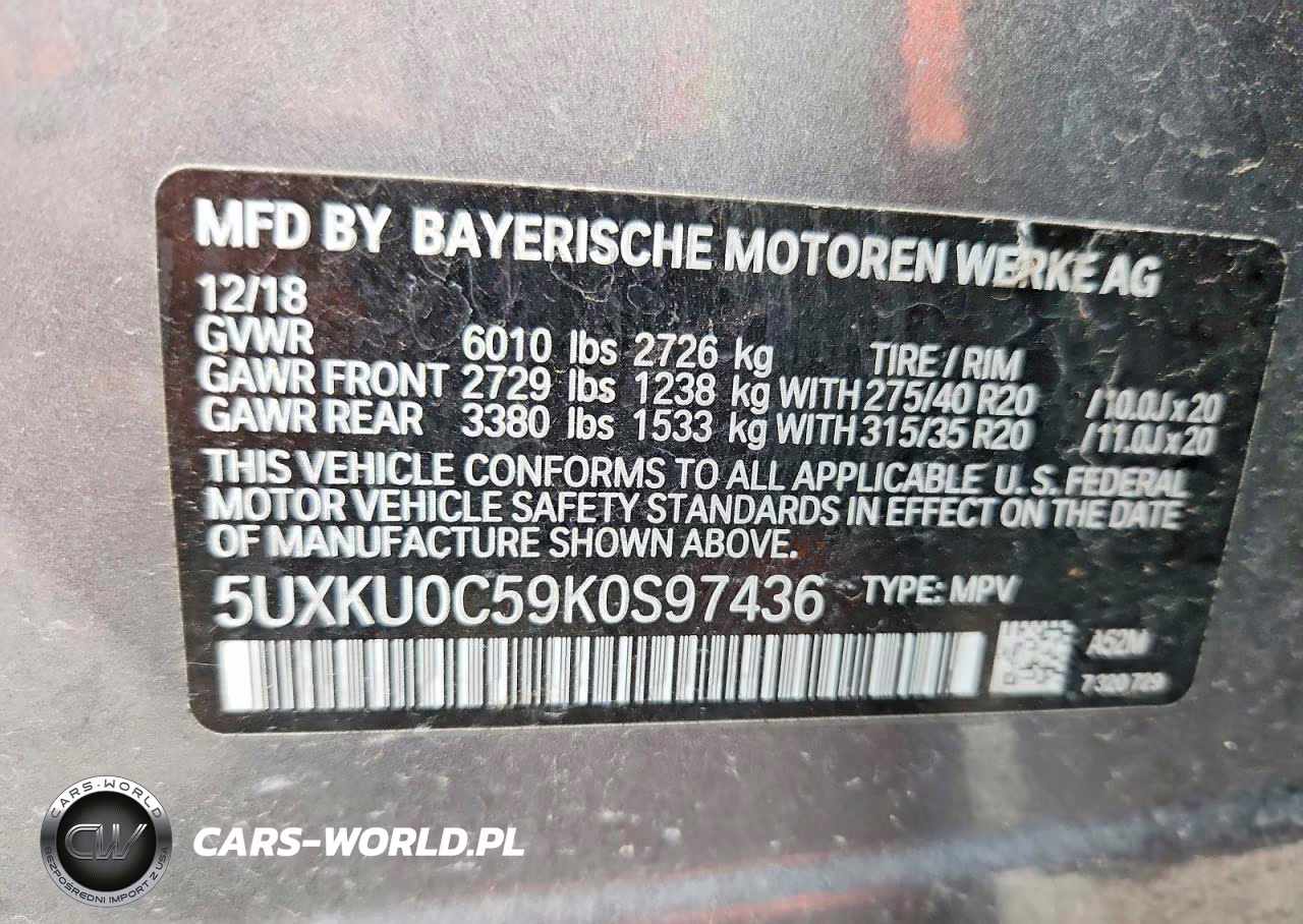 2019 BMW X6 Sdrive35I VIN:5UXKU0C59K0S97436 - 12