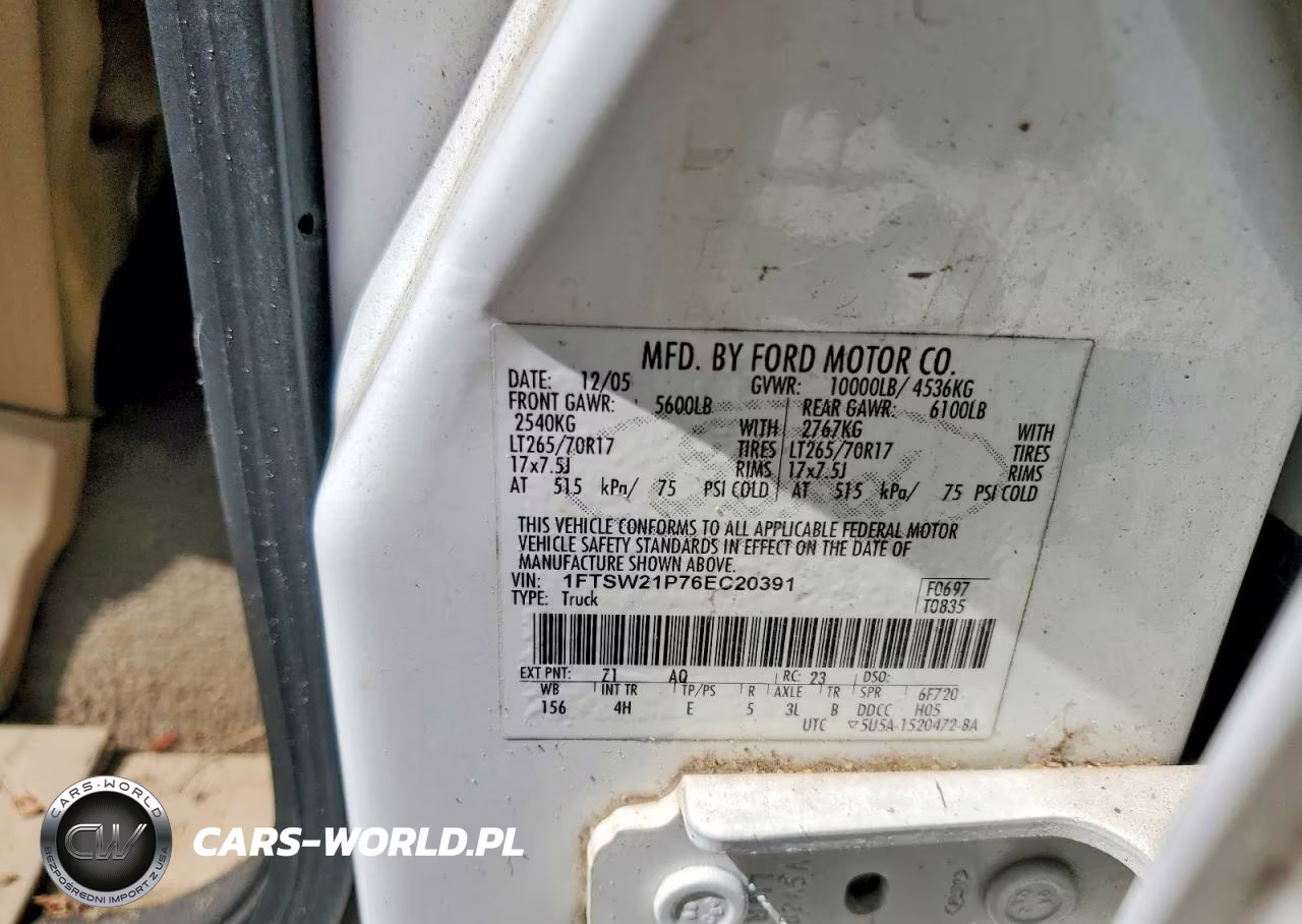 2006 Ford F250 Super Duty VIN:1FTSW21P76EC20391 - 13