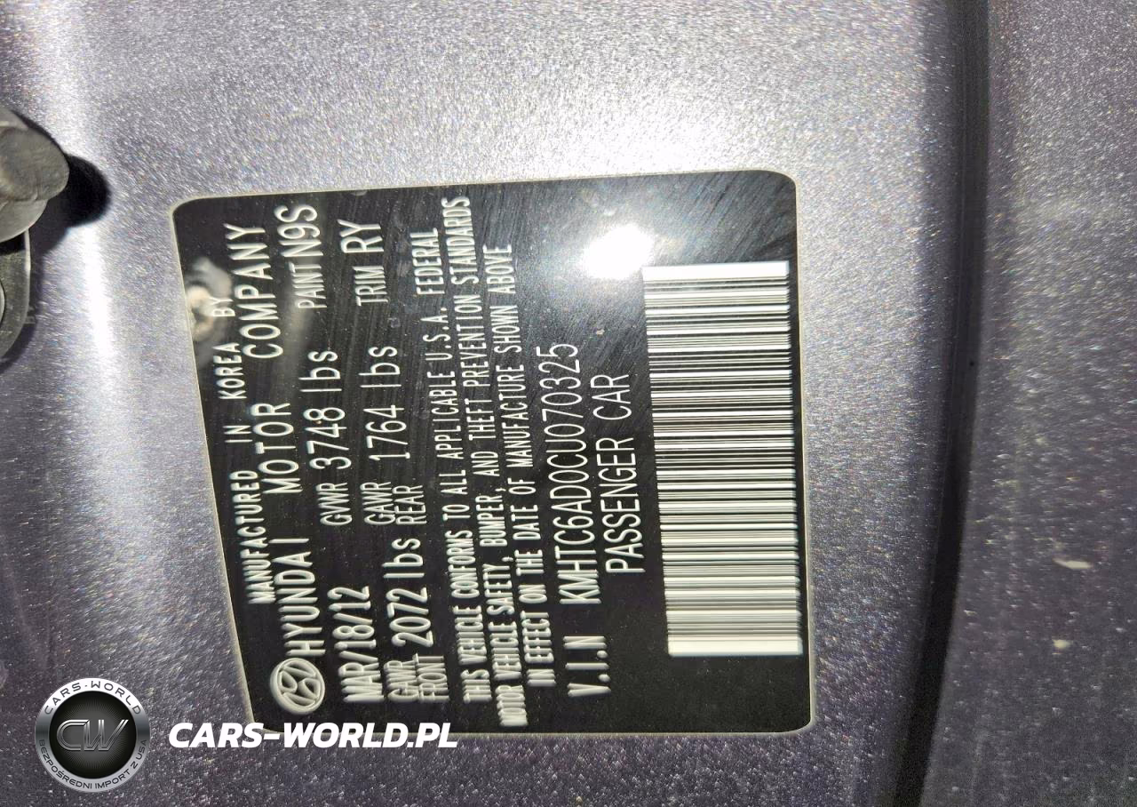 2012 Hyundai Veloster Base VIN:KMHTC6AD0CU070325 - 12