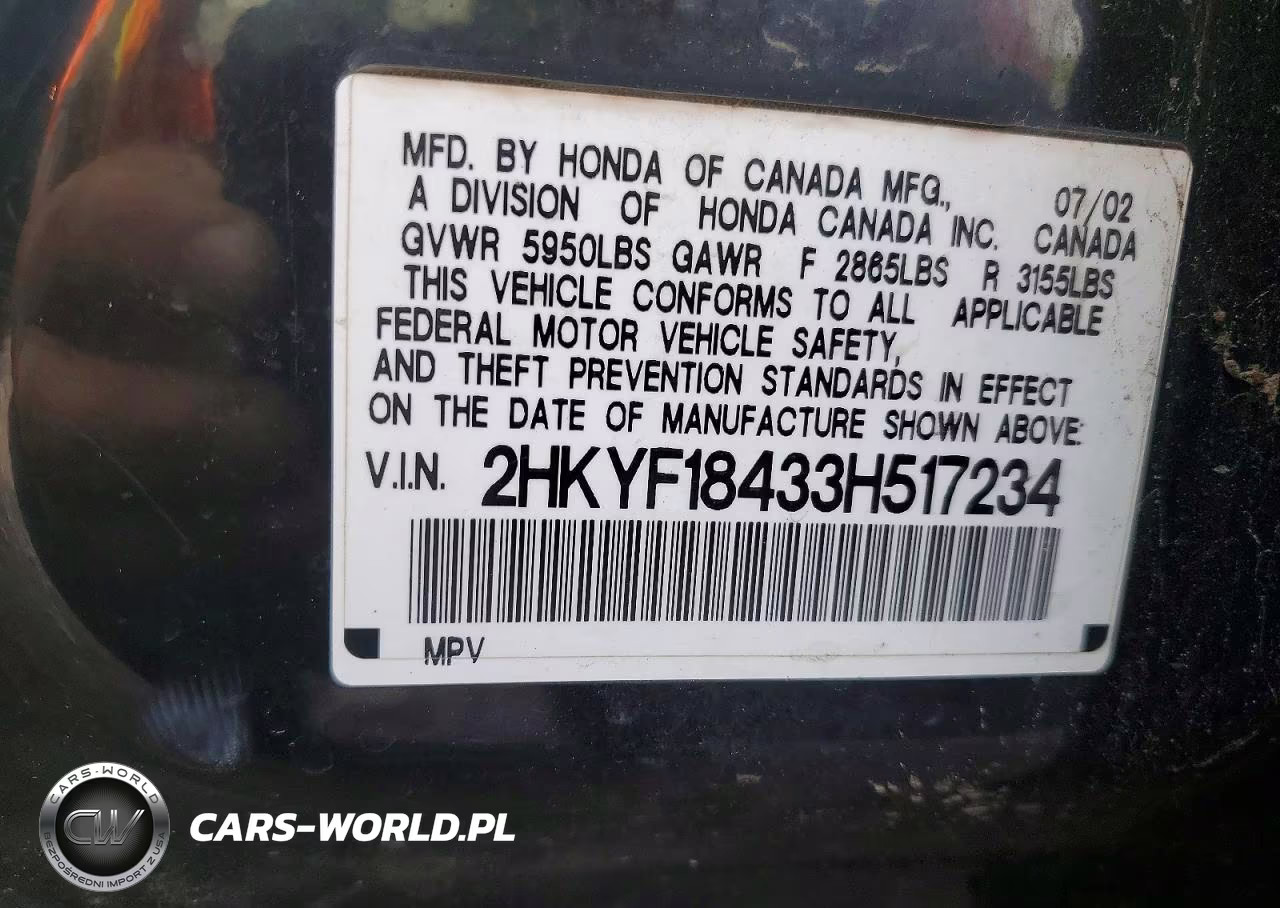 2003 Honda Pilot Ex VIN:2HKYF18433H517234 - 13