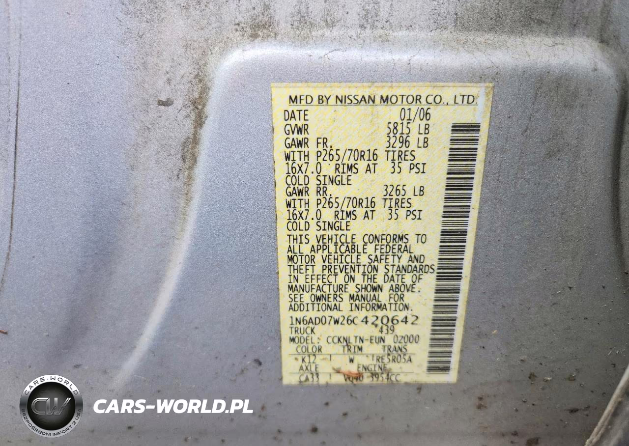 2006 Nissan Frontier Se VIN:1N6AD07W26C420642 - 12