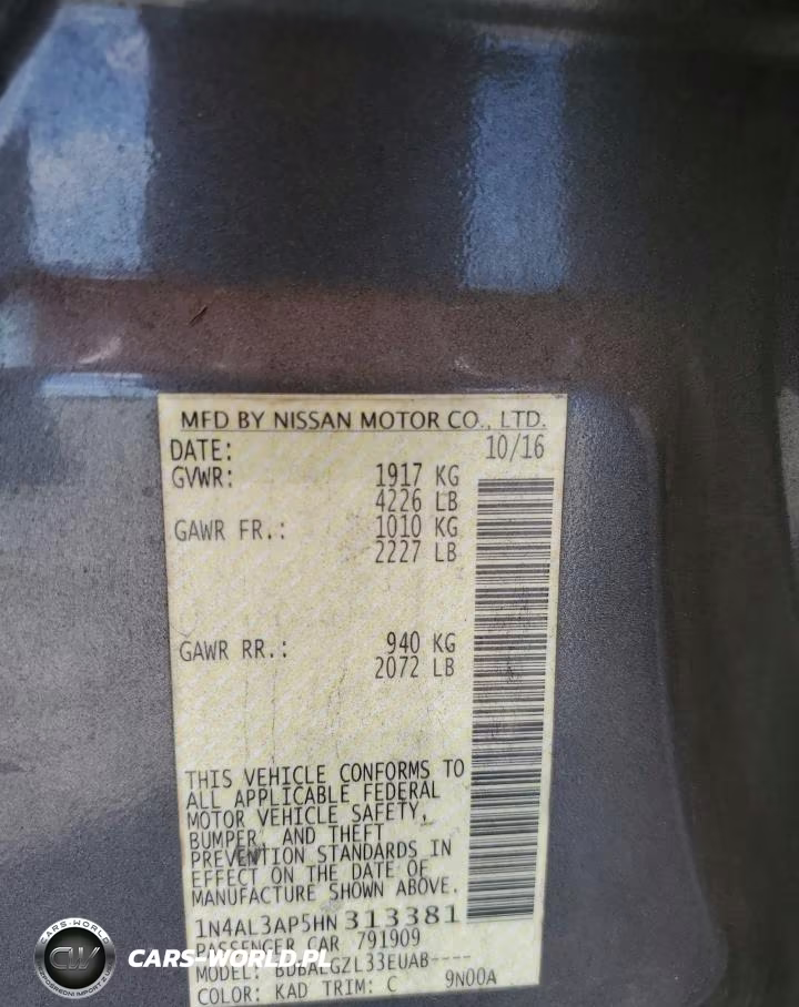 2017 Nissan Altima 2.5 S VIN:1N4AL3AP5HN313381 - 12