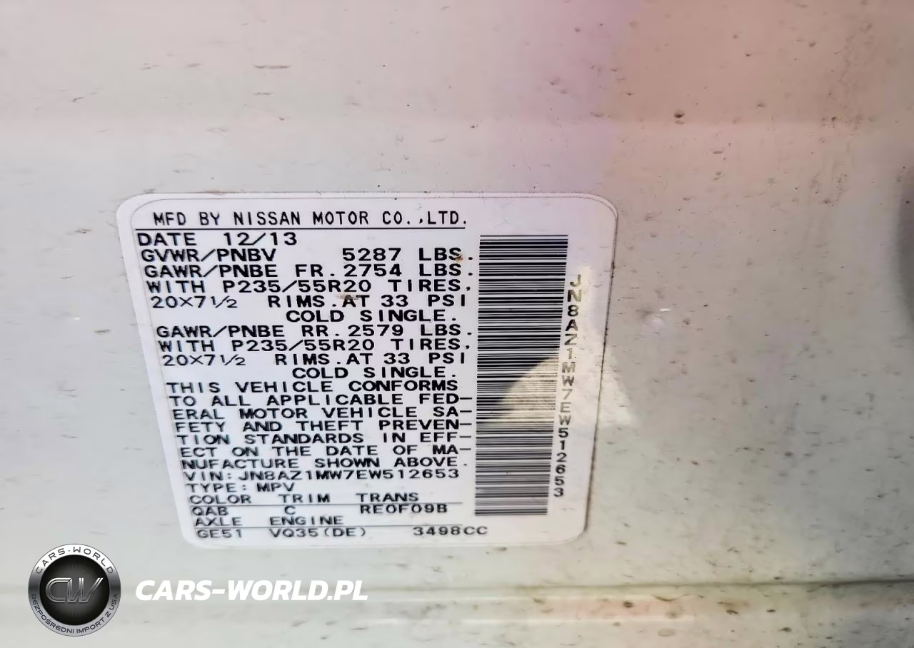 2014 Nissan Murano Le VIN:JN8AZ1MW7EW512653 - 13
