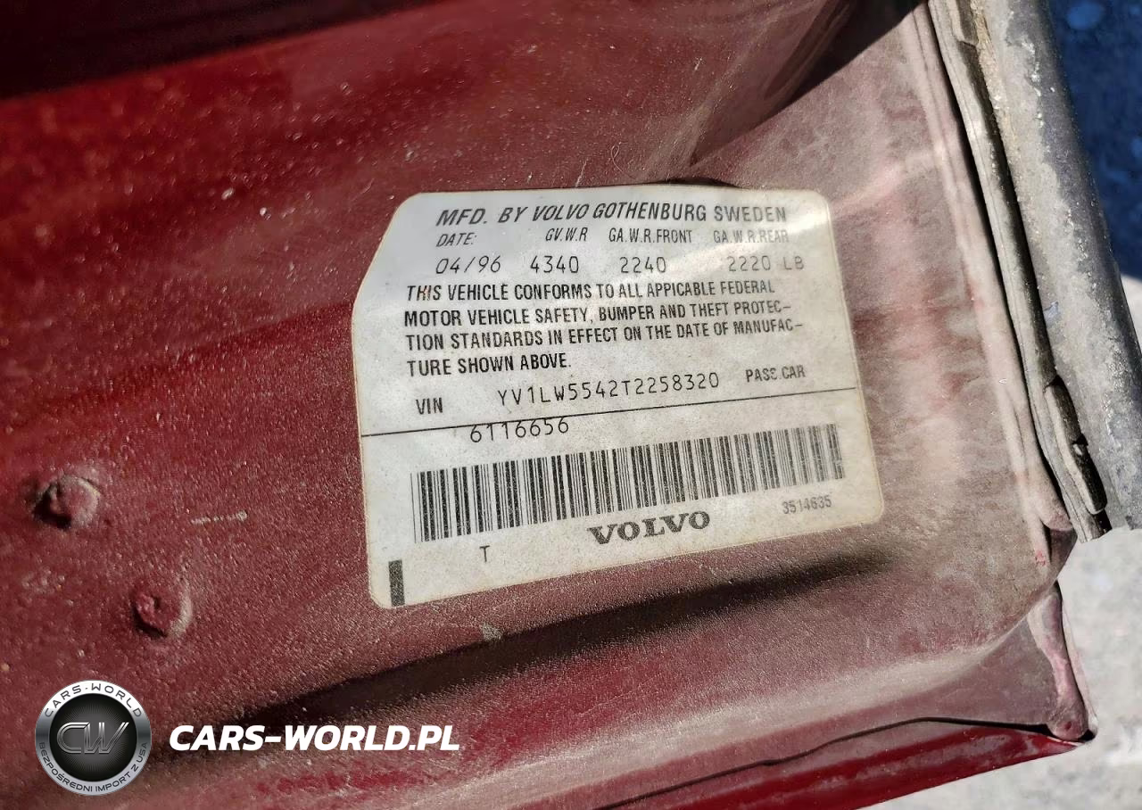 1996 Volvo 850 Base VIN:YV1LW5542T2258320 - 12