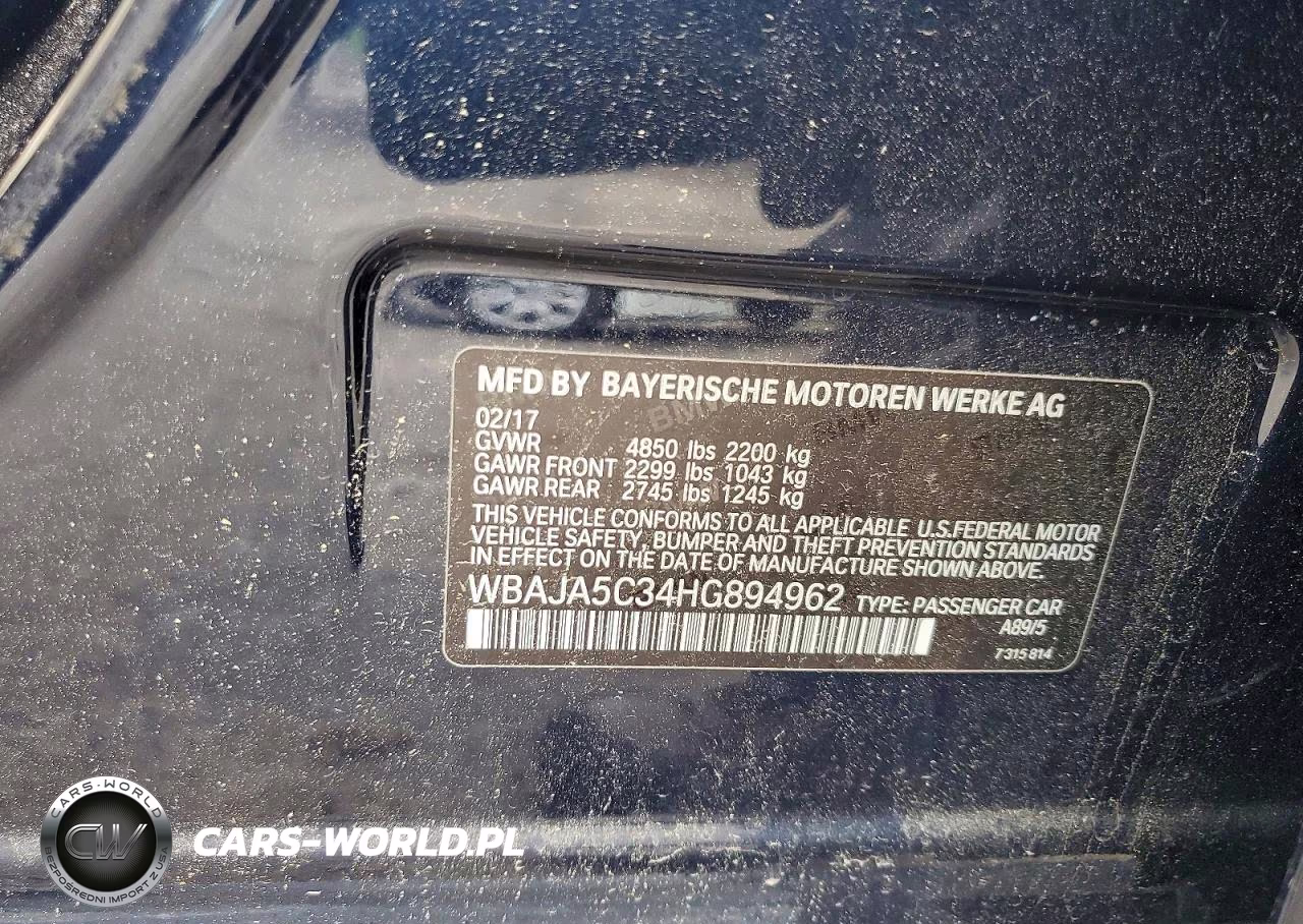 2017 BMW 530 I VIN:WBAJA5C34HG894962 - 12