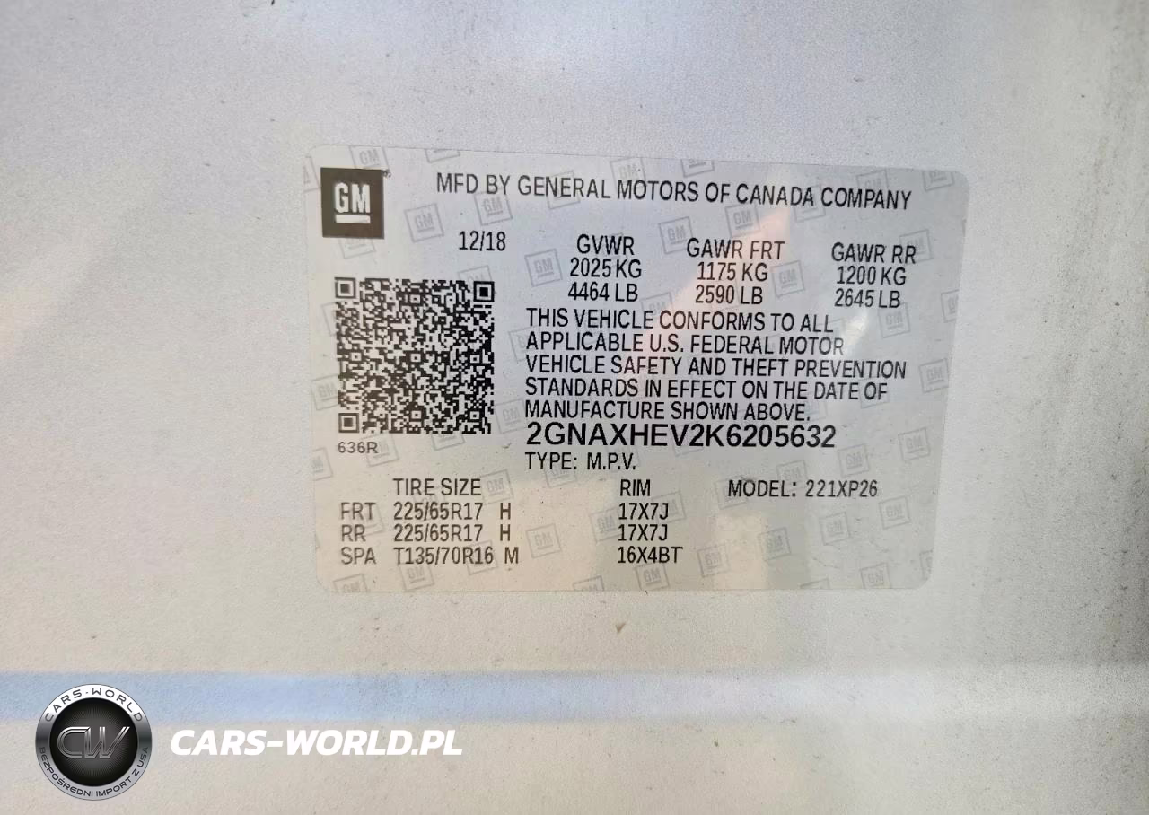 2019 Chevrolet Equinox Ls VIN:2GNAXHEV2K6205632 - 12