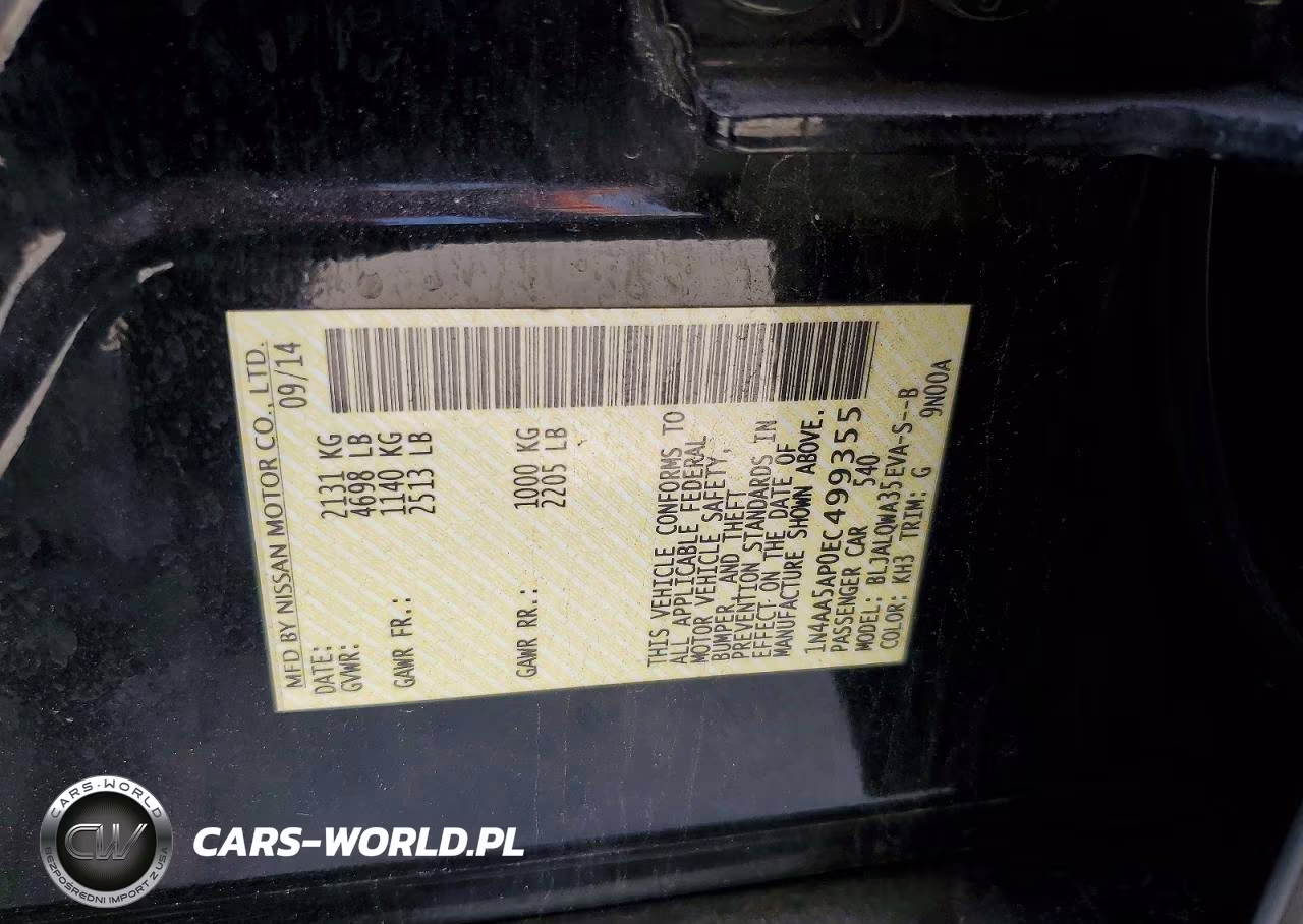 2014 Nissan Maxima 3.5 S VIN:1N4AA5AP0EC499355 - 12