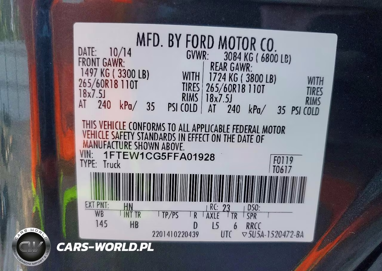 2015 Ford F150 Supercrew VIN:1FTEW1CG5FFA01928 - 12