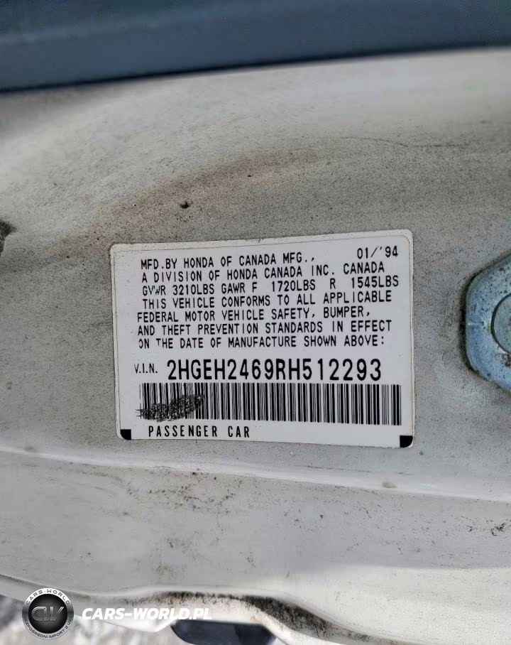 1994 Honda Civic Dx VIN:2HGEH2469RH512293 - 12