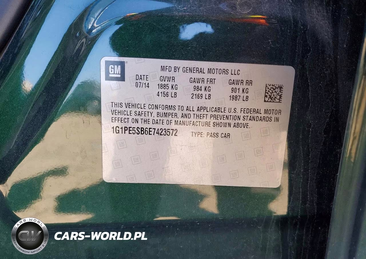2014 Chevrolet Cruze Lt VIN:1G1PE5SB6E7423572 - 12