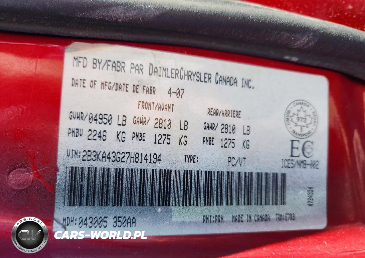 2007 Dodge Charger Se VIN:2B3KA43G27H814194 - 13