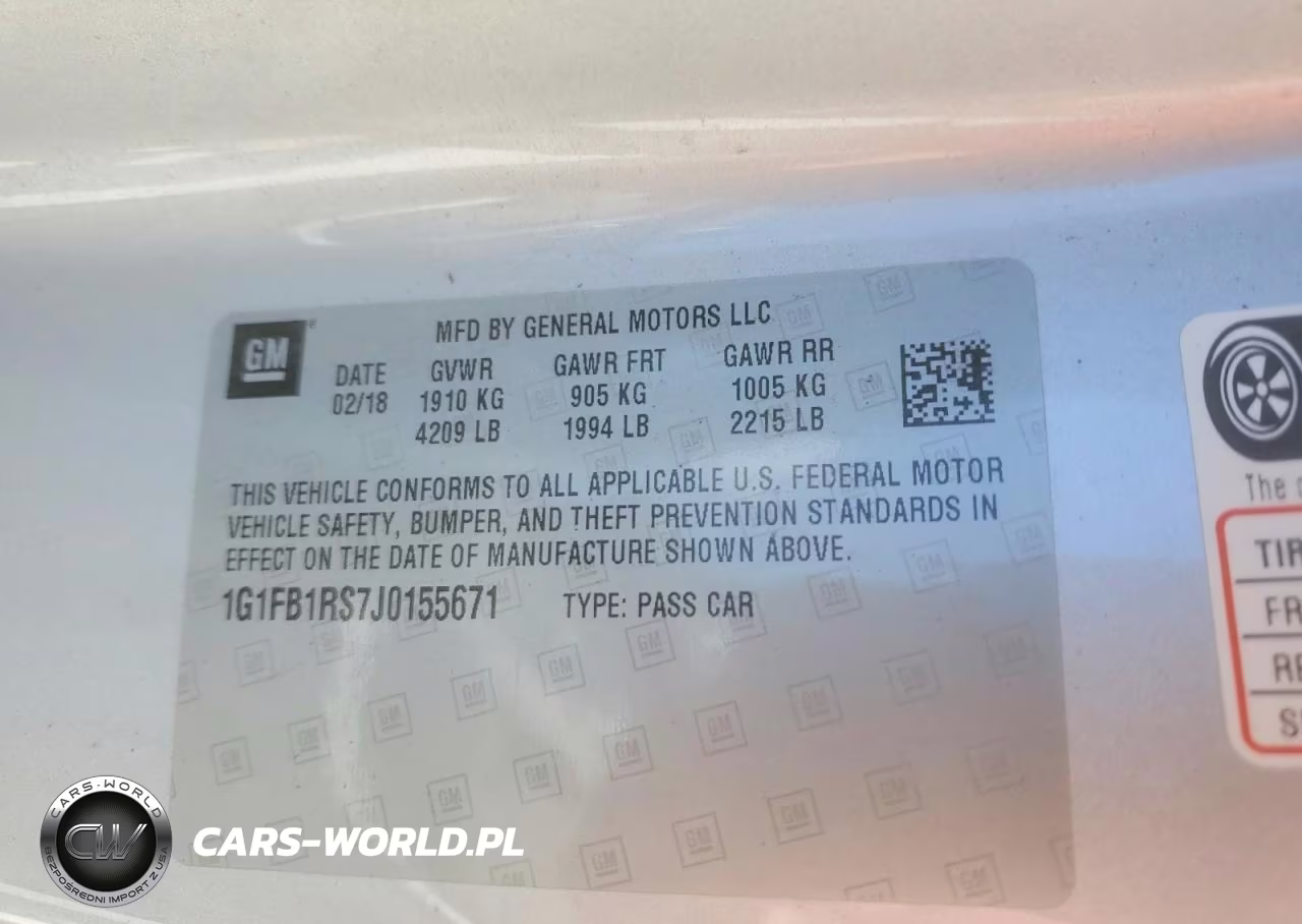 2018 Chevrolet Camaro Lt VIN:1G1FB1RS7J0155671 - 12