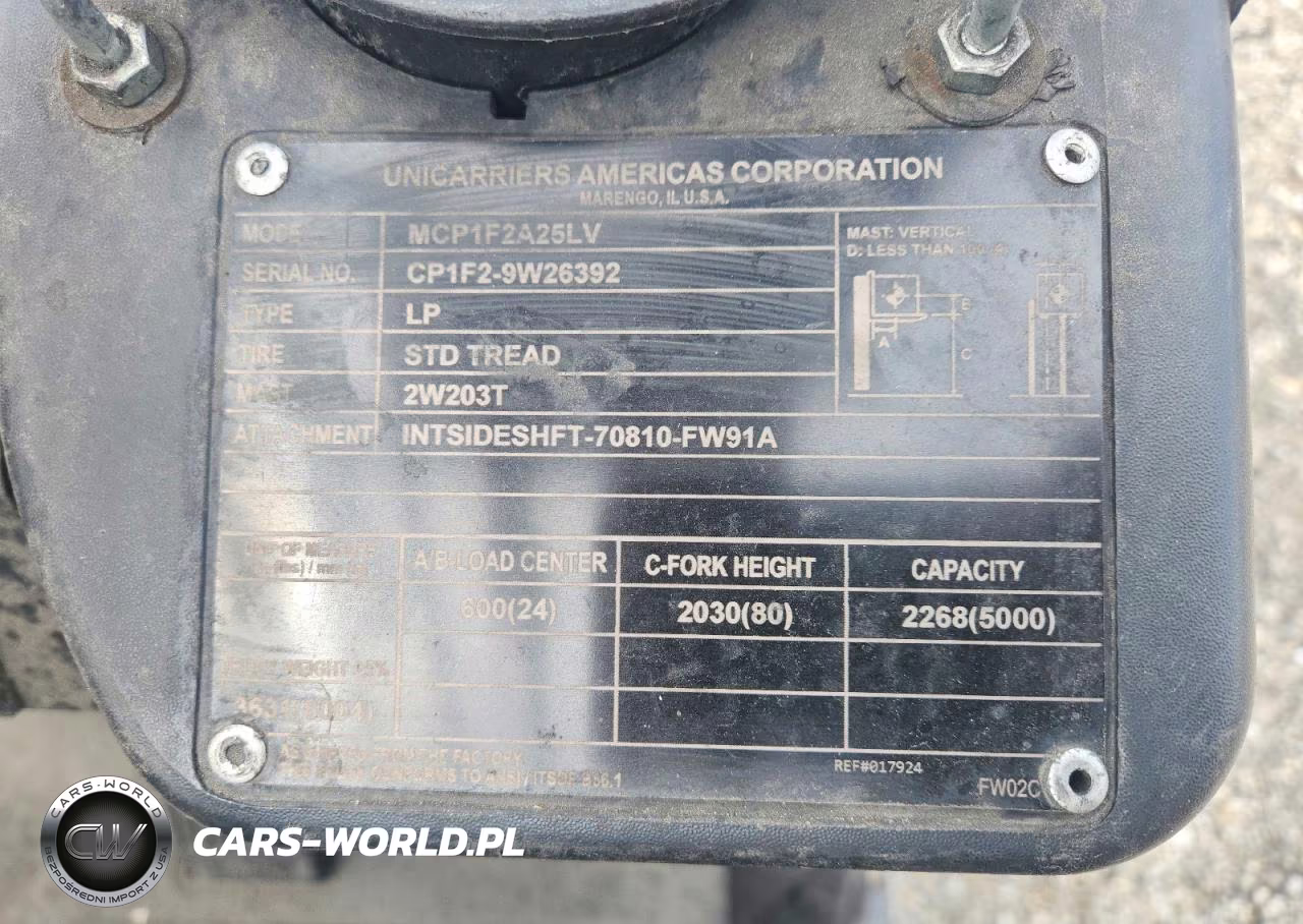 2017 Unicarriers Mcp1F2A25Lv Forklift VIN:CP1F29W26392 - 9