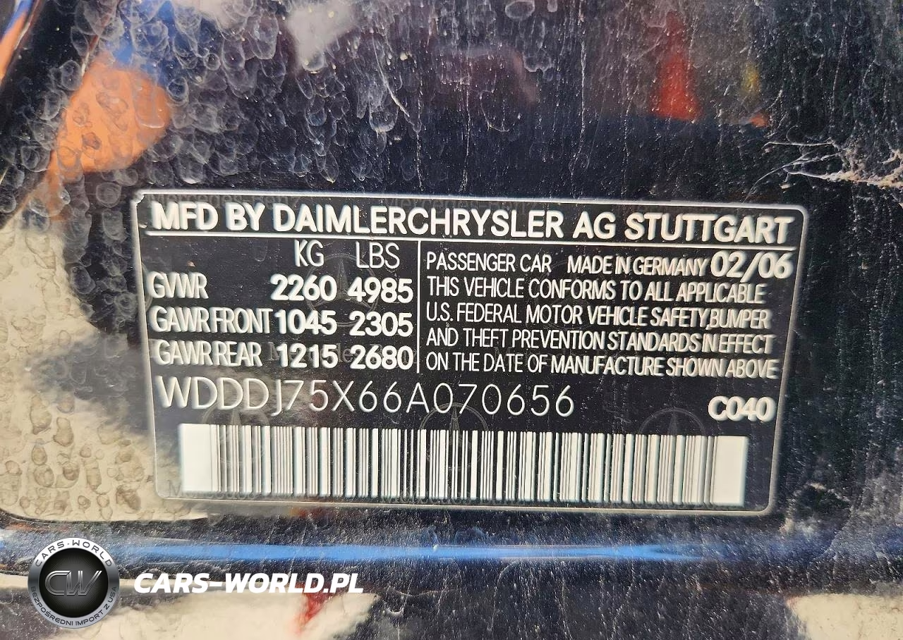 2006 Mercedes-Benz Cls 500C VIN:WDDDJ75X66A070656 - 12