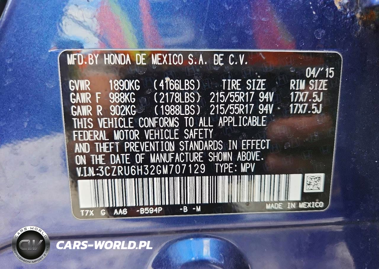 2016 Honda Hr-V Lx VIN:3CZRU6H32GM707129 - 13