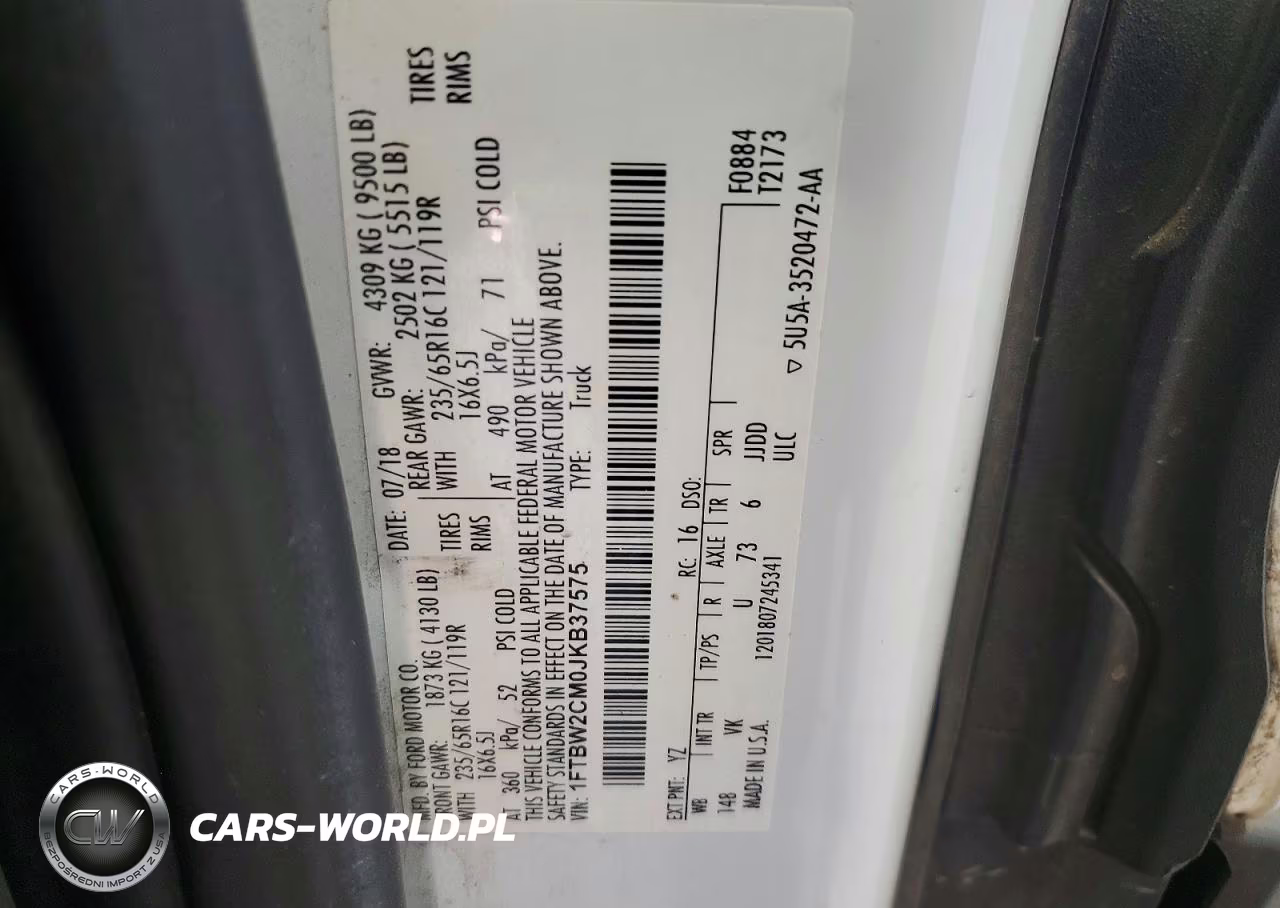 2018 Ford Transit T-350 VIN:1FTBW2CM0JKB37575 - 13