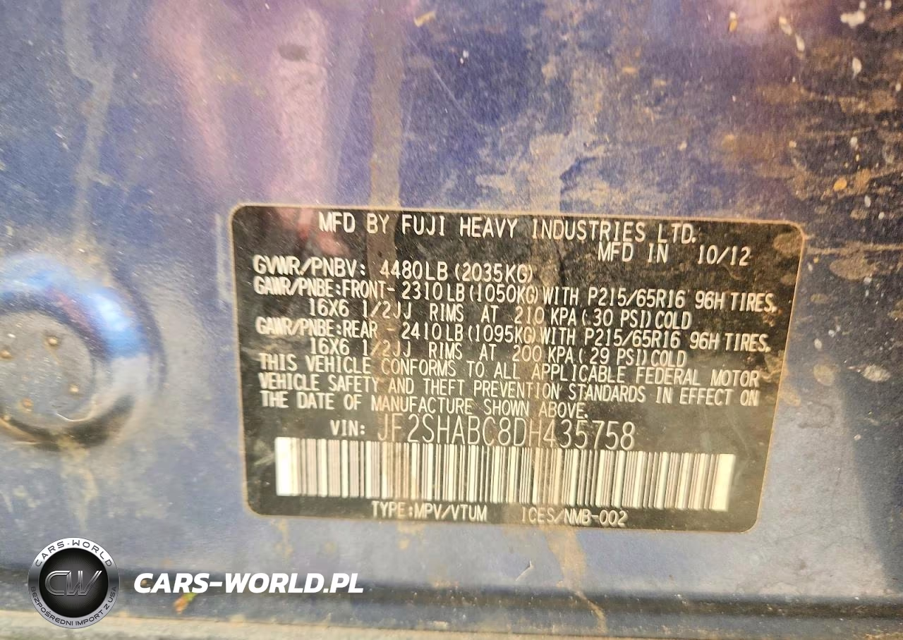2013 Subaru Forester 2.5X VIN:JF2SHABC8DH435758 - 13