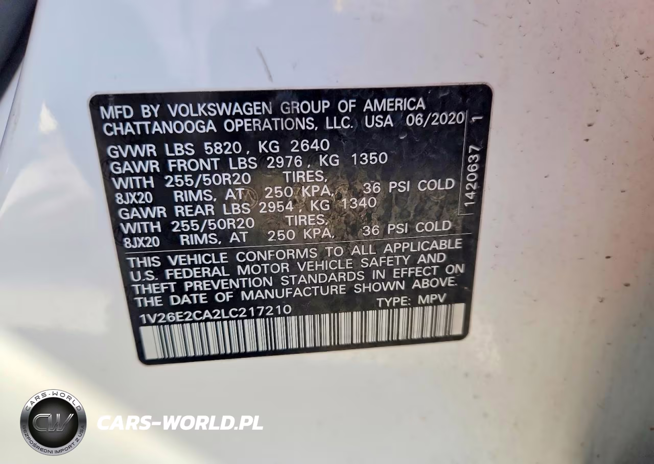 2020 Volkswagen Atlas Cross Sport Se VIN:1V26E2CA2LC217210 - 14