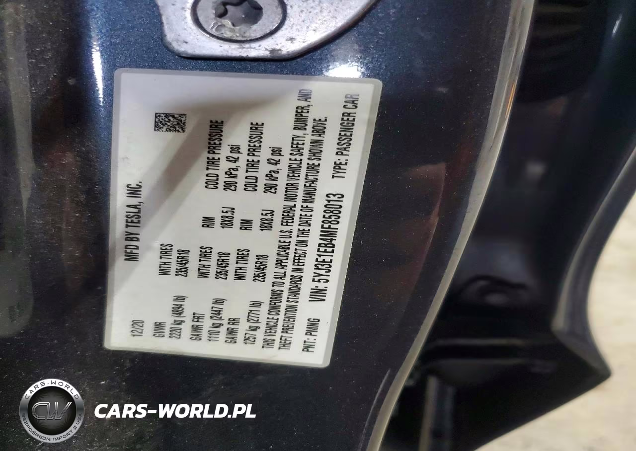 2021 Tesla Model 3 VIN:5YJ3E1EB4MF858013 - 12