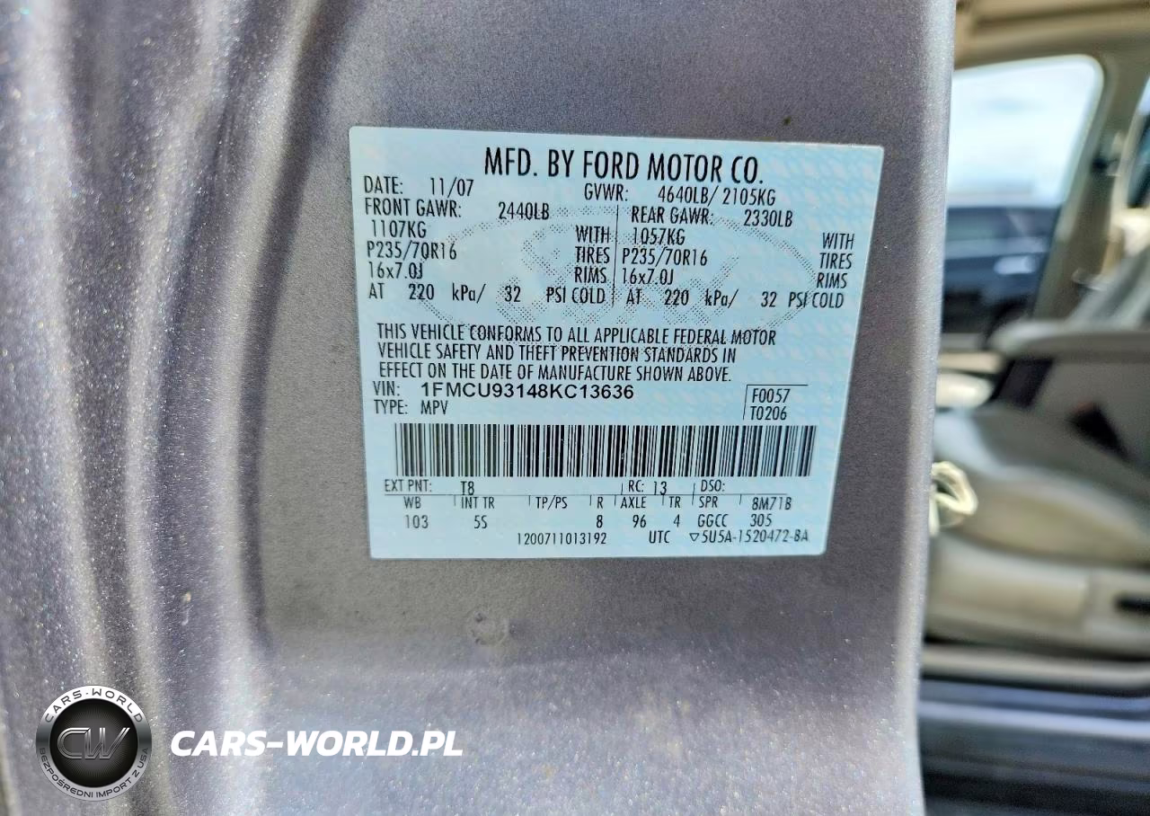 2008 Ford Escape Xlt VIN:1FMCU93148KC13636 - 14